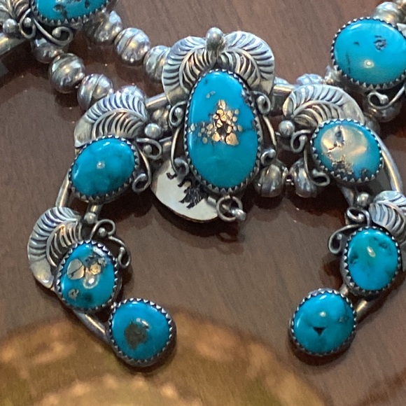 Turquoise, squash blossom necklace - Picture 2 of 11